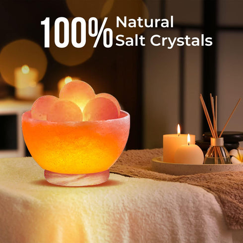 Salt Lamp Bowl With Salt Massage Ball | HIMALAYAN GLOW
